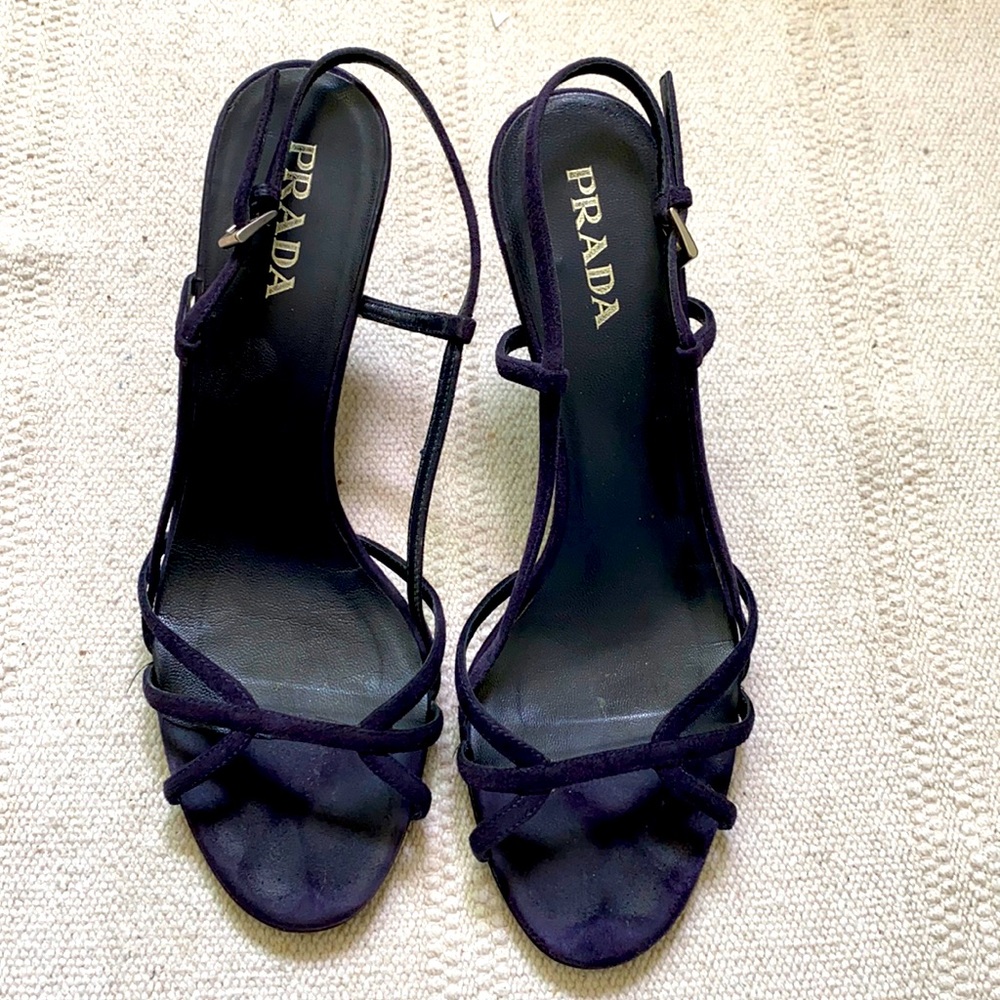 Prada Black Strappy Slingback Heeled Sandals - Picture 2 of 16